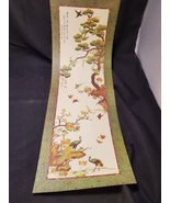 VTG. 1963 ORIENTAL PRINT ART  ROOSTERS &amp; BIRDS, CANVAS PAPER R.T.V. SALE... - £28.54 GBP