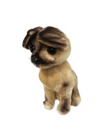 Vintage Kanar Flocked Puppy Dog Beige Brown Sitting 9&quot; Tall - £15.41 GBP