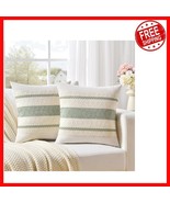 Set of 2 Sage Green Boho Decorative Pillow Covers 18x18 Inch for Elegant... - $465.99 MXN