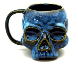 Midnight Blue Skull 3255 Ceramic 3D Sculpted Coffee Mug Tea Cup 16 oz - $404.32 MXN