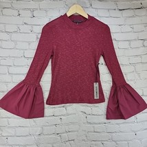 Haute Monde Top Womens Sz S Small Red Bell Sleeves  - £9.35 GBP