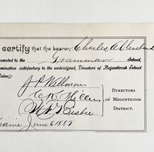 1970 Maine Charles Cleveland Teaching Certificate 1889 Print Vintage Eph... - $12.39