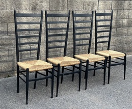 Italian Tall Ladder Back Chairs with Rush Seats - $800.00
