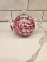 Dynasty Gallery Heirloom Collectibles Pink/White Swirl Teapot Glass Pape... - $18.00