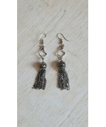 Vintage Earrings Costume Jewelry Handmade Jellyfish Tassel B64 - €17,11 EUR