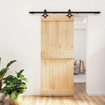 Sliding Door with Hardware Set 85x210 cm Solid Wood Pine - £136.04 GBP