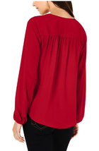 INC Womens V Neck Long Sleeves Blouse Red L - $4.00