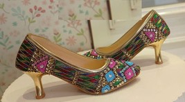 Womens Pencil heel fashion mules US Size 5-11 beeds embellished Party wear - £31.45 GBP