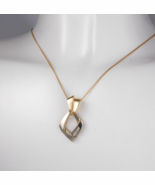 14K Two Tone Gold Diamond Modernist Pendant Necklace High End Fine Estat... - $837.02 CAD