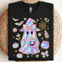 Iridescent Ghost Witch PNG, Coquette Halloween PNG, Glitter Ghost Pumpki... - $2.50