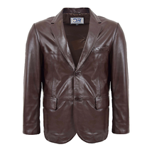 DR170 Men&#39;s Blazer Leather Jacket Brown - £159.09 GBP