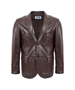 DR170 Men&#39;s Blazer Leather Jacket Brown - £157.01 GBP