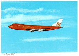 Braniff International BI 747 Orange Airplane In Flight Postcard - £10.01 GBP