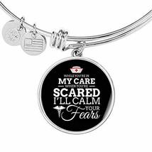 Express Your Love Gifts While You&#39;re in My Care Nurse Circle Pendant Bangle Engr - £51.21 GBP