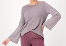 Belle Kim Gravel Feather Knit Bracelet Sleeve Sweater- Frost Grey, XS #A... - £22.78 GBP