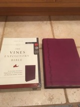Nkjv Vines Expository Bible Large Print Plum Leather Soft - £31.82 GBP