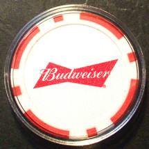 (1) Budweiser Beer Bowtie Poker Chip Golf Ball Marker - Red Inserts - $7.95