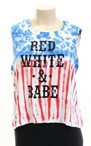 Messy Bun Just Chillin&#39; Red White &amp; Babe Sleeveless Patriotic Shirt Women&#39;s NWT - £28.10 GBP