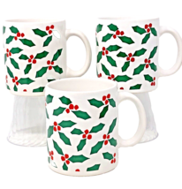 Waechtersbach Pottery Ceramic Mug Red Green All Over Holly Berry Set of 3 - $29.99