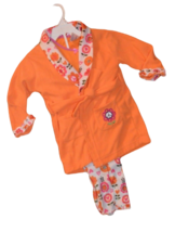 Sz 2T Girl&#39;s Bunz Kidz Fleece Top, Robe &amp; Pants 3 Piece Pajamas Set ~ Orange  - £16.36 GBP