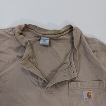 Carhartt K84DES 3-Button Men's 2XL Brown Cotton Henley Shirt Short Sleeve Pocket image 12