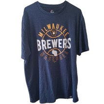 Majestic Milwaukee Brewers Men&#39;s Navy Blue Short Sleeve T-Shirt - £10.04 GBP