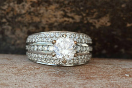 2.25 Karat Künstlicher Diamant Bold Verlobung Wedding Ring IN 14k Weiß Vergoldet - £52.95 GBP