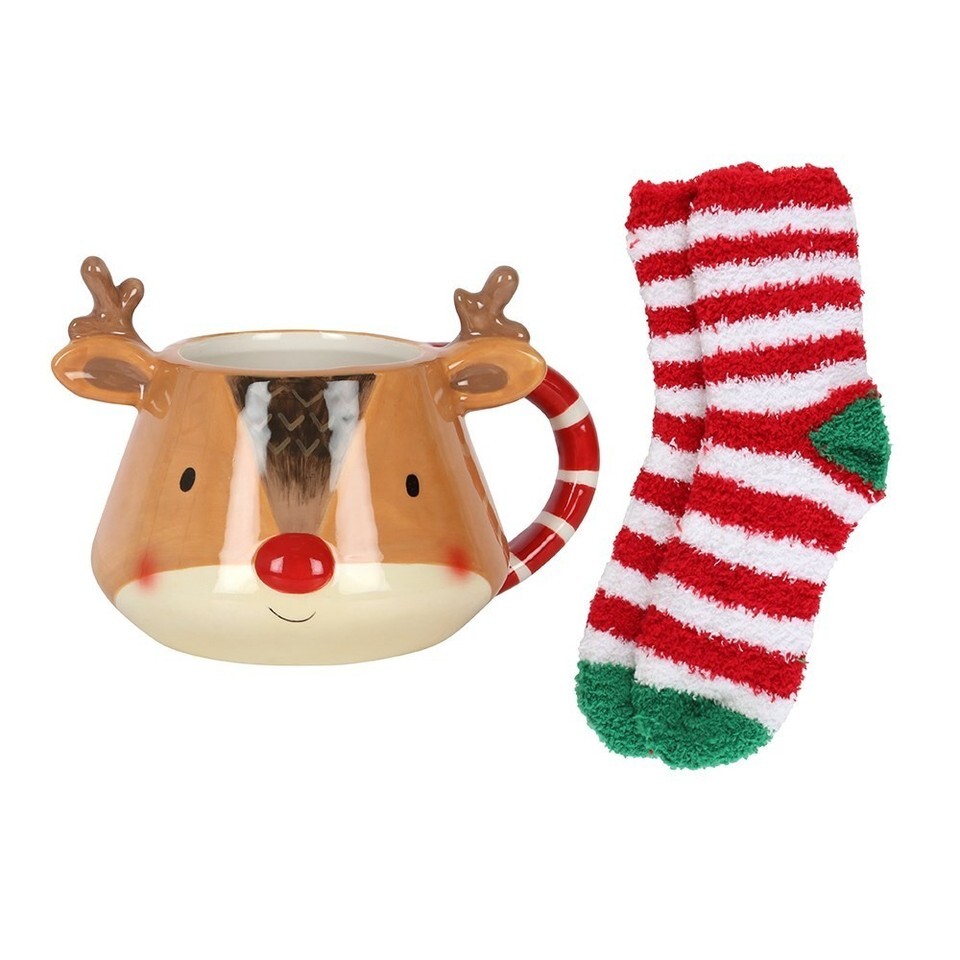 Reindeer Mug and Cozy Socks Gift Set - Festive Ceramic Mug & Soft Winter Socks Item image 3
