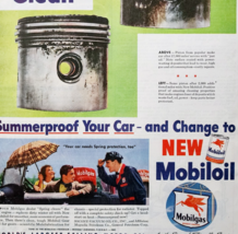 1947 Mobil Motor Oil And Gas Advertisement Gasoline Mobiloil Automobilia... - $39.99