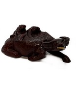 Chinese Hand Carved Wood Children on Water Buffalo Figurine Mid-Century 6&quot; - £23.33 GBP