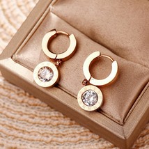 Inless steel round roman digital earrings for woman korean fashion jewelry gothic girls thumb200