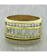 Vintage Estate 14k Yellow Gold Over 1.20ctw Diamond Wedding Wide Band Ring - $165.54 CAD