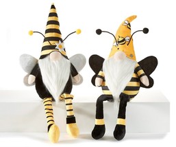 Gnome Bee Shelf Sitters Set of 2 with Antennae 20" High Wings and Dangling Legs