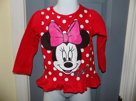 Disney Minnie Mouse Red Long Sleeve Shirt Size 2T Girl&#39;s EUC - £12.54 GBP