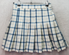 Princess Polly Mini Skirt Women&#39;s Size XS Blue White Plaid Pleated Elastic Waist - £29.54 GBP