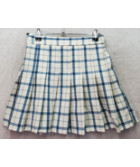 Princess Polly Mini Skirt Women&#39;s Size XS Blue White Plaid Pleated Elast... - £29.21 GBP