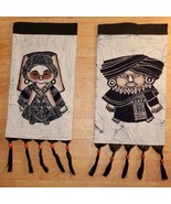 Vintage Batik Wall Hanging Pair Tapestry Bouyei Folk Art Tibetan Handmad... - €28,63 EUR