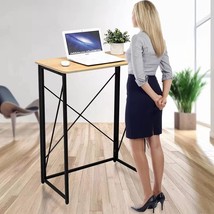 Folding Laptop Computer Desk, Standing Desk, 31In Small Desk, Wood Board Color - $135.99