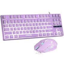 Gaming Keyboard and Mouse Purple Keyboard with White Backlit,CHONCNHOW 87keys LE - £28.76 GBP
