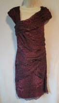 Tadashi Shoji 14 dress red black 100% silk cheetah - $89.99