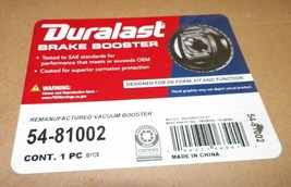 Duralast Brake Vacuum Booster - 54-81002 - Remanufactured - £140.80 GBP