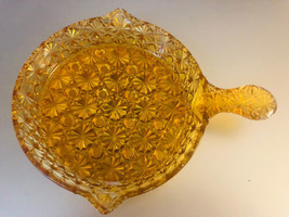 Mid Century Amber Glass Skillet Dish Pour Spouts with Handle Vintage - £23.93 GBP