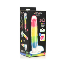 Lollicock Silicone Dildo with Balls 7 in. Rainbow Glow in the Dark - £41.65 GBP