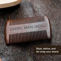 Every Man Jack Woodgrain Duel Tooth Beard Comb Sandalwood - £8.26 GBP