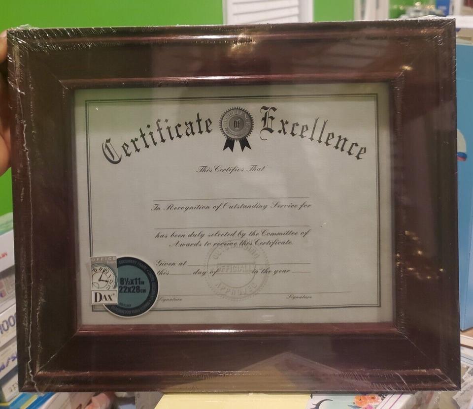 Dax Prestige Document Frames Brown  Black Certificate Of Excellence 8 1/2 x 11 - $27.10