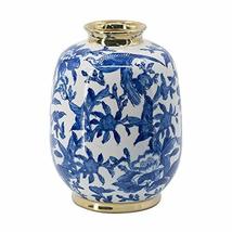 A&amp;B Home Chinoiserie Blue White Porcelain Vase D7.5x10.5 - £66.92 GBP