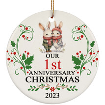 Our 1st Anniversary 2023 Ornament Gift 1 Years Christmas Cute Rabbit Couple - £11.57 GBP