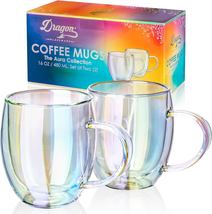 Double Walled Glass Coffee Mugs - 16 Oz, Set of 2 Glass Coffee Cups to Keep Beve - $42.10