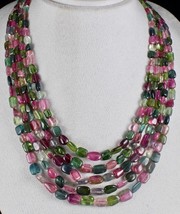 Fine Natural Multi Tourmaline Beads Cabochon 5 L 667 Ct Gemstone Necklace - £1,723.63 GBP