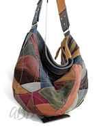 Handmade Leather Patchwork Hobo Bag: Large Slouchy Shoulder Tote - $205.00